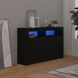 fekete tálalószekrény LED-világítással 115,5x30x75 cm