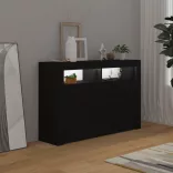 fekete tálalószekrény LED-világítással 115,5x30x75 cm
