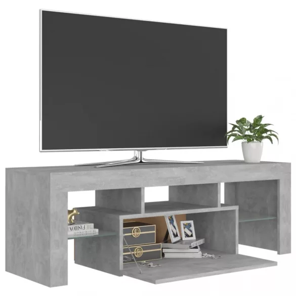 betonszürke TV-szekrény LED-lámpákkal 120 x 35 x 40 cm