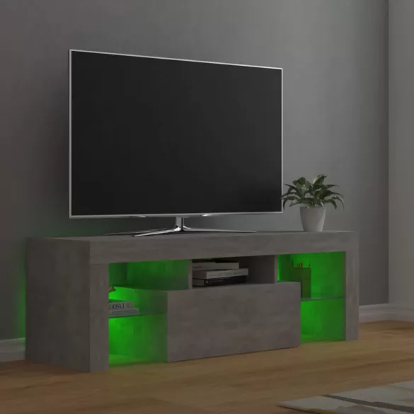 betonszürke TV-szekrény LED-lámpákkal 120 x 35 x 40 cm