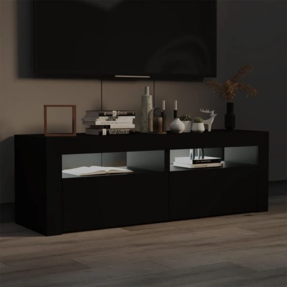fekete TV-szekrény LED-lámpákkal 120 x 35 x 40 cm