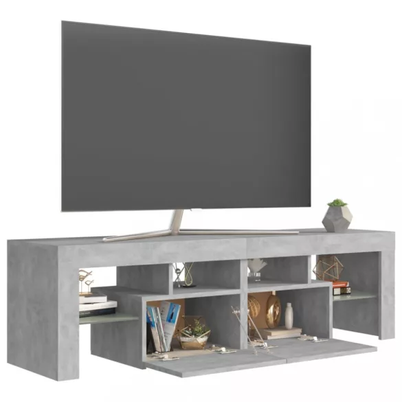 betonszürke TV-szekrény LED-lámpákkal 140 x 36,5 x 40 cm