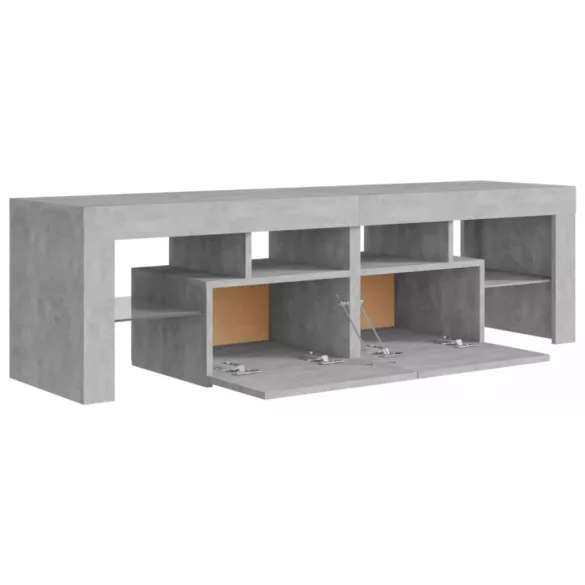 betonszürke TV-szekrény LED-lámpákkal 140 x 36,5 x 40 cm