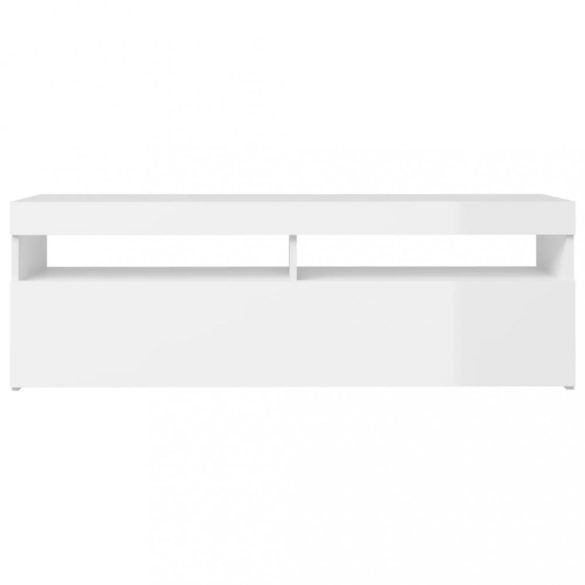 magasfényű fehér TV-szekrény LED-lámpákkal 120 x 35 x 40 cm