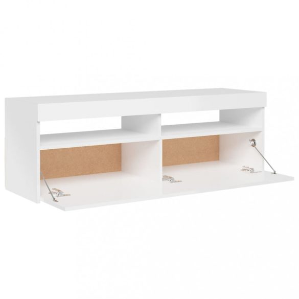 magasfényű fehér TV-szekrény LED-lámpákkal 120 x 35 x 40 cm