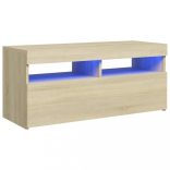 sonoma tölgy színű TV-szekrény LED-világítással 90 x 35 x 40 cm