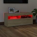 sonoma tölgy színű TV-szekrény LED-világítással 90 x 35 x 40 cm