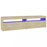 2 db sonoma tölgy színű TV-szekrény LED-ekkel 75 x 35 x 40 cm