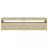 2 db sonoma tölgy színű TV-szekrény LED-ekkel 75 x 35 x 40 cm