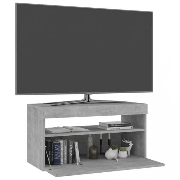 betonszürke TV-szekrény LED-világítással 75 x 35 x 40 cm