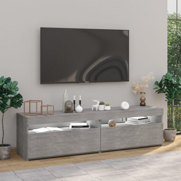 2 db betonszürke TV-szekrény LED-világítással 75 x 35 x 40 cm