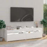 2 db magasfényű fehér TV-szekrény LED-világítással 75x35x40 cm