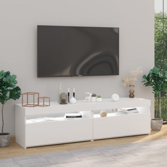 2 db magasfényű fehér TV-szekrény LED-világítással 75x35x40 cm