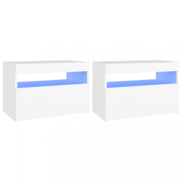 2 db fehér TV-szekrény LED-lámpákkal 60 x 35 x 40 cm