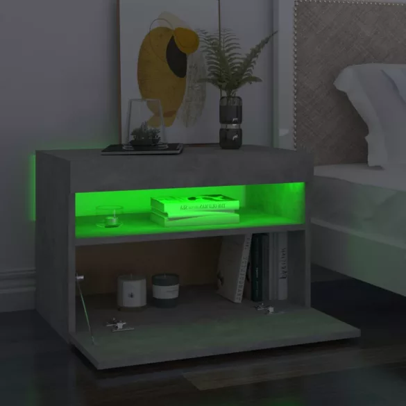 betonszürke TV-szekrény LED-lámpákkal 60 x 35 x 40 cm