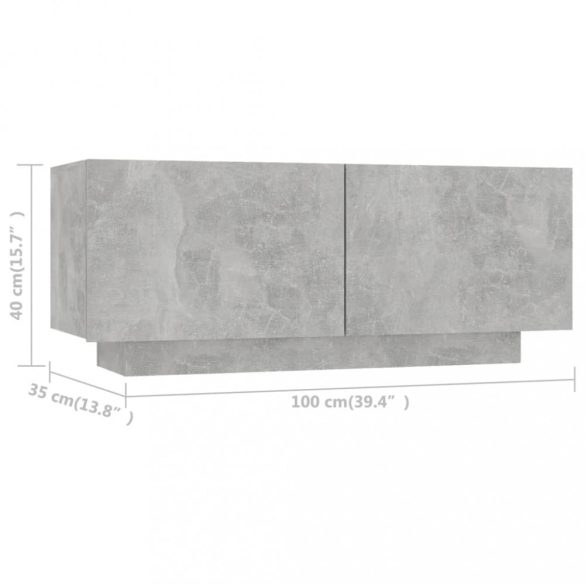 betonszürke szerelt fa TV-szekrény 100x35x40 cm