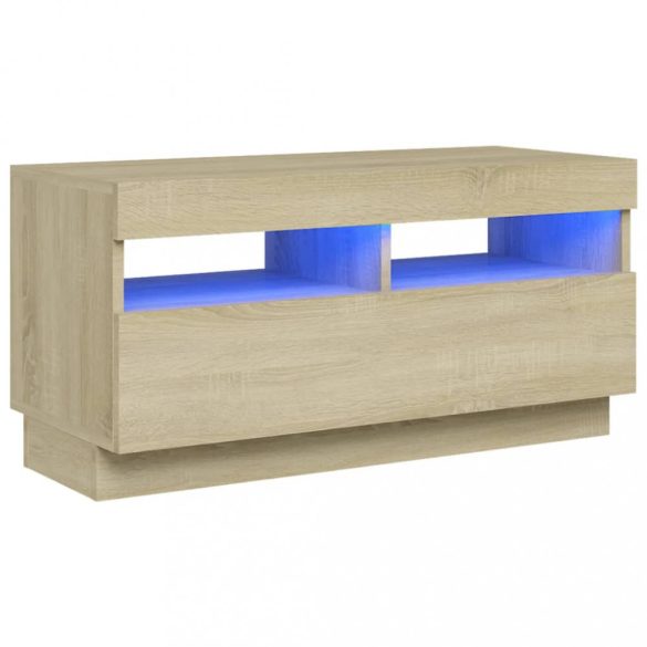 sonoma tölgy színű TV-szekrény LED-lámpákkal 80 x 35 x 40 cm
