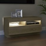 sonoma tölgy színű TV-szekrény LED-lámpákkal 80 x 35 x 40 cm
