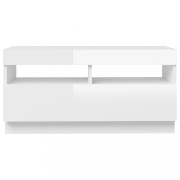 magasfényű fehér TV-szekrény LED-lámpákkal 80 x 35 x 40 cm