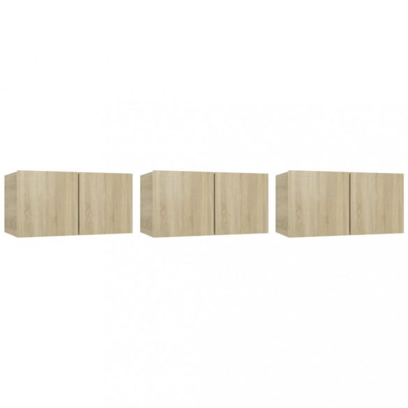 3 db sonoma tölgy függő TV-szekrény 60 x 30 x 30 cm