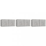 3 db betonszürke függő TV-szekrény 60 x 30 x 30 cm