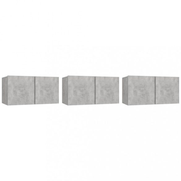 3 db betonszürke függő TV-szekrény 60 x 30 x 30 cm