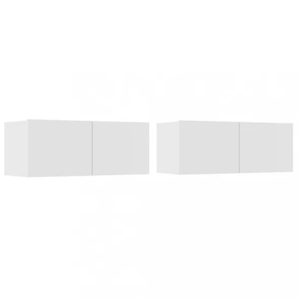 2 db fehér szerelt fa TV-szekrény 80 x 30 x 30 cm