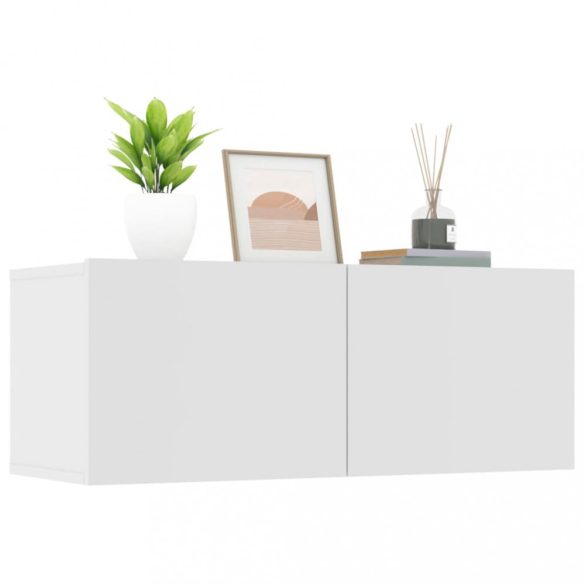 2 db fehér szerelt fa TV-szekrény 80 x 30 x 30 cm