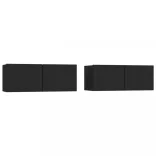 2 db fekete szerelt fa TV-szekrény 80 x 30 x 30 cm