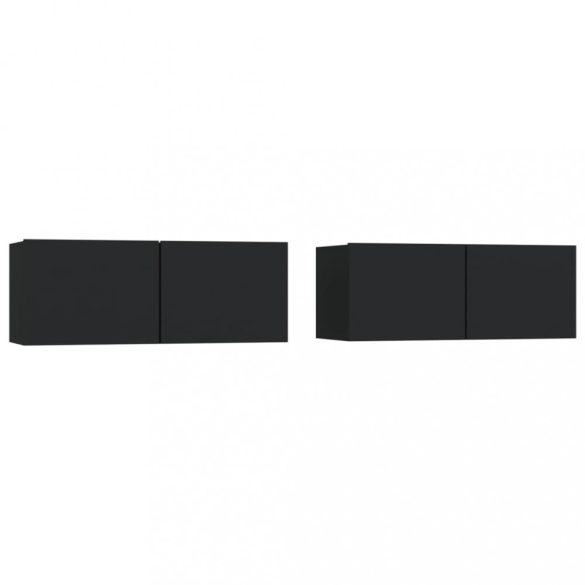 2 db fekete szerelt fa TV-szekrény 80 x 30 x 30 cm