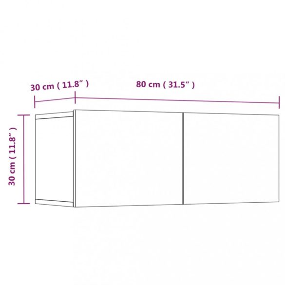 2 db fekete szerelt fa TV-szekrény 80 x 30 x 30 cm