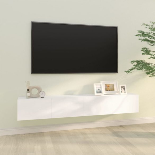 2 db fehér szerelt fa fali TV-szekrény 100 x 30 x 30 cm