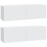 2 db fehér szerelt fa fali TV-szekrény 100 x 30 x 30 cm