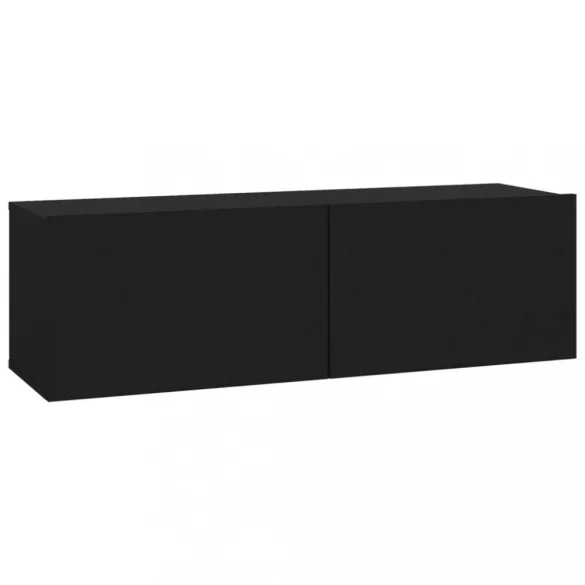 2 db fekete szerelt fa fali TV-szekrény 100 x 30 x 30 cm