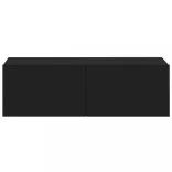 2 db fekete szerelt fa fali TV-szekrény 100 x 30 x 30 cm