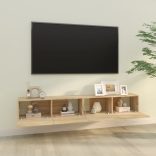 2 db sonoma tölgy szerelt fa fali TV-szekrény 100x30x30 cm