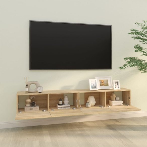 2 db sonoma tölgy szerelt fa fali TV-szekrény 100x30x30 cm