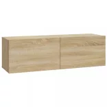2 db sonoma tölgy szerelt fa fali TV-szekrény 100x30x30 cm