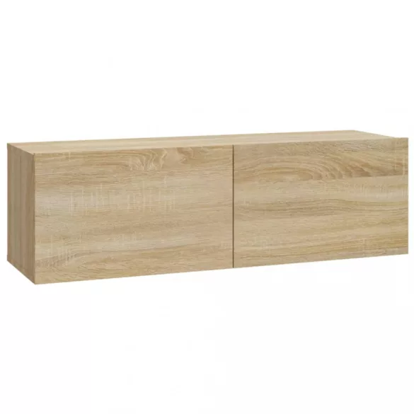 2 db sonoma tölgy szerelt fa fali TV-szekrény 100x30x30 cm