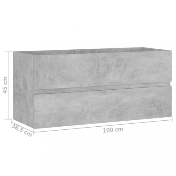 betonszürke szerelt fa mosdószekrény 100 x 38,5 x 45 cm