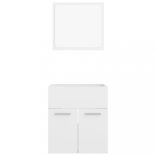 2 részes magasfényű fehér forgácslap fürdőszobai bútorszett