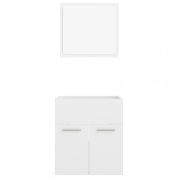 2 részes magasfényű fehér forgácslap fürdőszobai bútorszett