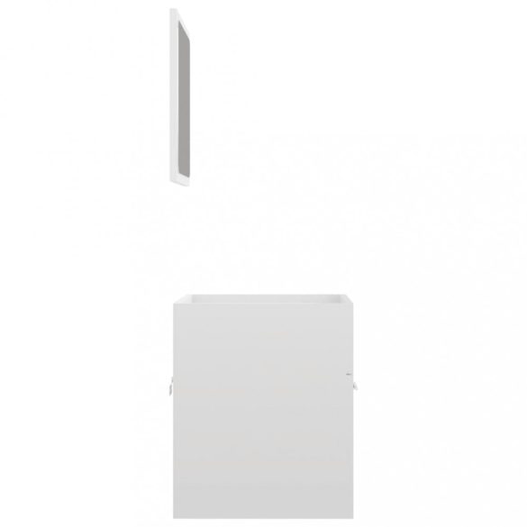 2 részes magasfényű fehér forgácslap fürdőszobai bútorszett