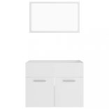 2 részes fehér szerelt fa fürdőszobai bútorszett