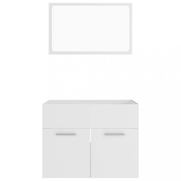 2 részes fehér szerelt fa fürdőszobai bútorszett