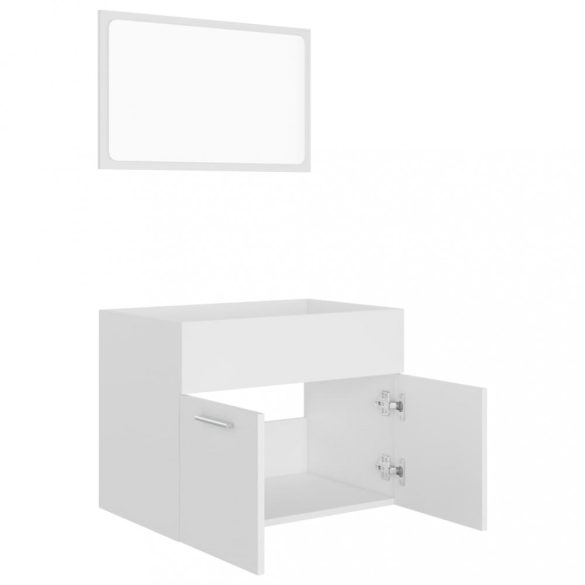 2 részes fehér szerelt fa fürdőszobai bútorszett