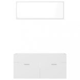 2 részes fehér szerelt fa fürdőszobai bútorszett