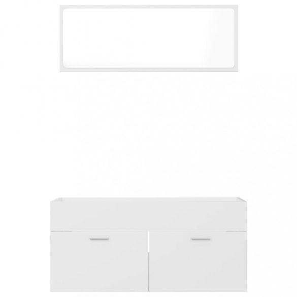 2 részes fehér szerelt fa fürdőszobai bútorszett