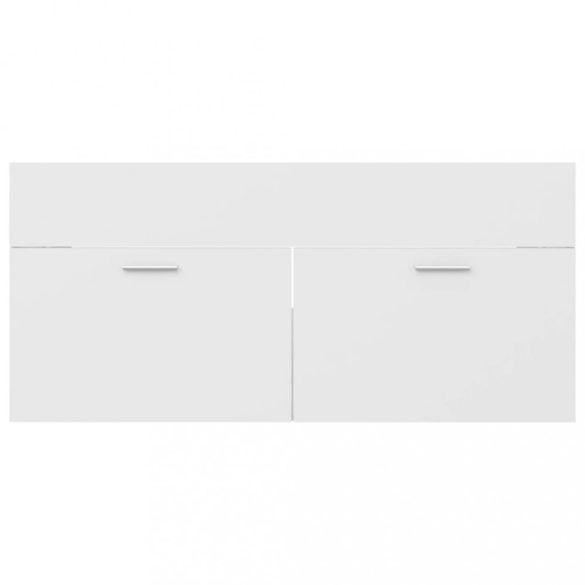 2 részes fehér szerelt fa fürdőszobai bútorszett