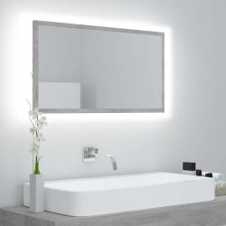 betonszürke akril LED-es fürdőszobatükör 80x8,5x37 cm